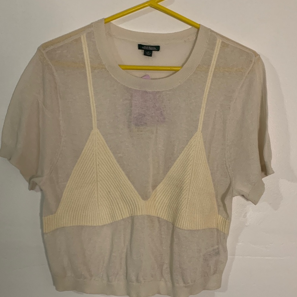 Wild Fable Cream Sheer Crop Top‎